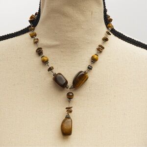 Tiger’s eye choker necklace lariat style Y necklace
